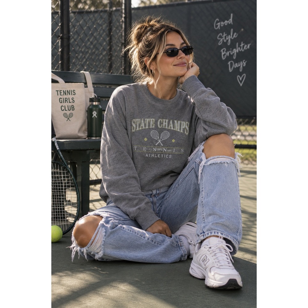 Aeropostale Sweatshirt Womens Large Gray State Champs Tennis Athletics Varsity